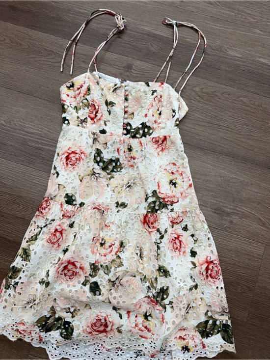 Alice + Olivia Dresses & Skirts - Alice + Olivia Cream Eyelet Sundress with Pink Rose Print